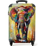 noboringsuitcases NoBoringSuitcases.com® Koffer Handgepäck Trolley Rollkoffer Kleine Reisekoffer mit Rollen - Porträt eines Elefanten als Ölgemälde Kunstwerk ... < Bunt