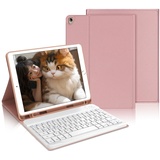 IVEOPPE Tastatur iPad 9. Generation, iPad 10.2" Tastatur mit Hülle (iPad 9./8./7. Generation), Magnetisch Abnehmbarer mit QWERTZ Tastatur für iPad Air 3 und iPad Pro 10.5, Rosagold