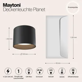 Maytoni C009CW-L12B 1 LED schwarz aus Aluminium