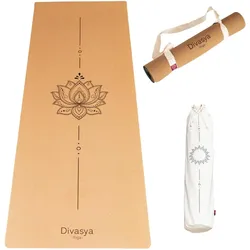 Kork Yogamatte aus Kork & Naturkautschuk. LOTUS Design braun 183 CM