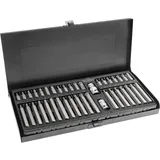HÖGERT TECHNIK Bit-Set 40-tlg., TORX, Spline, Sechskant (30/75 mm), CrV-Stahl, 10 mm Aufsatz, 3/8" & 1/2", in Metallbox, Schrauberbit-Set Profi Qualität