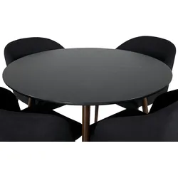 PlazaBLWA100 Essgruppe Esstisch schwarz und 4 Arch Esszimmerstühle schwarz.