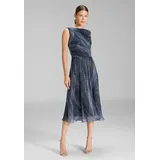Swing Cocktailkleid Plissiert Blau 44