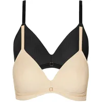 LISCA Schalen-BH "2er Pack Schalen BH ohne Bügel Laura", Damen, Gr. 90, Cup E, bunt (schwarz, vanilla cream), Stoff, Obermaterial: 75% Polyamid PA. 25% Elasthan EL., BHs Schalen-BH