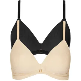 LISCA Schalen-BH "2er Pack Schalen BH ohne Bügel Laura", Damen, Gr. 90, Cup E, bunt (schwarz, vanilla cream), Stoff, Obermaterial: 75% Polyamid PA. 25% Elasthan EL., BHs Schalen-BH