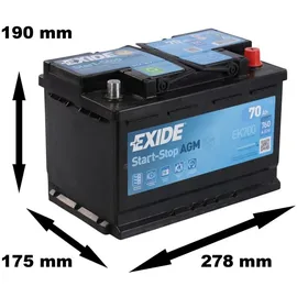 Exide EK700 AGM 70Ah 12V