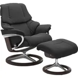 Stressless Stressless® »Reno«, (Set, Relaxsessel mit Hocker), mit Hocker, mit Signature Base, Größe S, M & L, Gestell Wenge grau