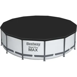 BESTWAY Steel Pro Max Frame Pool Set 427 x 107 cm lichtgrau inkl. Filterpumpe + Zubehör