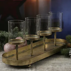 MARELIDA Kerzenständer Advent Kerzenhalter Kerzentablettt Adventskranz gold