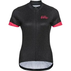 ODLO Damen Shirt Stand-up collar s/s full zip E, black - paradise pink, S