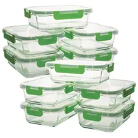 Monster24 Frischhaltedose Vorratsdosen Lunchbox Borosilikatglas, (Set, 20-tlg., 10 Glasbehälter