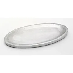 Kerzenteller oval 16 x 7 cm Aluminium Silber matt für Ovalkerzen, Ellipsen, Hochzeitskerzen
