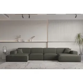 Fun Möbel Wohnlandschaft U-Form Stoff 2-Sitzer Grün
