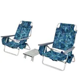 KOMFOTTEU Campingstuhl Strandstuhl (Set, 2 St), mit Rückenlehne 5 stufig verstellbar blau