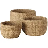 Boltze 3er Set Korb Sophy aus Seegras, Ø30-45 x, H20-30 cm)