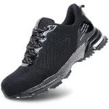 Hitmars Sicherheitsschuhe Herren Damen Arbeitsschuhe Leichte Kochschuhe Bequeme Stahlkappenschuhe rutschfest Arbeit Schuhe Schwarz EU 42 - 42 EU