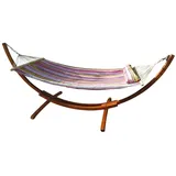 ASS Altenburger 320cm Hängemattengestell HM3-LIMITED Edition Hängematte mit Gestell aus Holz Lärche mit Stabhängematte gestreift gefüttert und Polster Schrauben aus Edelstahl