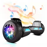 SISIGAD Balance Scooter 8,5'' Dualmotorräder, Hoverboard mit LED-Licht, Smart Bluetooth, 10 km/h, Hoverboard mit LED Lichter Bluetooth,Geschenk für Kinder schwarz