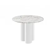 designimpex Esstisch Design Esstisch Tisch HRE-111 rund Hochglanz Esszimmer 100 x 75 cm weiß