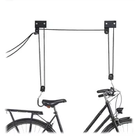 Relaxdays Fahrrad Deckenlift, 57 kg Traglast, mit Haken, universal, mit Seilbremse, Seilzug, Kajak, Fahrradlift, schwarz