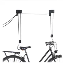 Relaxdays Fahrrad Deckenlift, 57 kg Traglast, mit Haken, universal, mit Seilbremse, Seilzug, Kajak, Fahrradlift, schwarz
