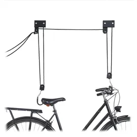 Relaxdays Fahrrad Deckenlift, 57 kg Traglast, mit Haken, universal, mit Seilbremse, Seilzug, Kajak, Fahrradlift, schwarz