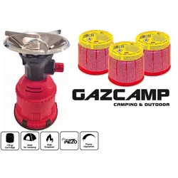 Gazcamp Campingkocher Gaskocher Piezozündung 1,2 kW für 190 g Gaskartusche Shish...
