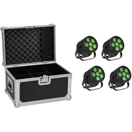 Eurolite Set 4x LED Silent PAR 6 QCL Floor sw + Case