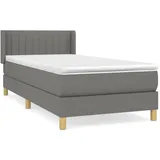 vidaXL Boxspringbett mit Matratze Dunkelgrau 90x200 cm Stoff