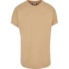 URBAN CLASSICS Long Shaped Turnup Tee, lässiges T-Shirt für Männer, in langem Schnitt, unionbeige, 4XL