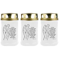 HS Candle Grabkerze GK-04210 (3-tlg), Grabkerze Brenndauer 48 Stunden mit Motiven