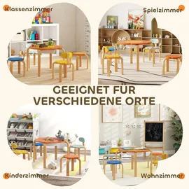 aiyaplay Kindersitzgruppe 5-teilig 69 x 45 x 69 cm Holz lackiert mehrfarbig