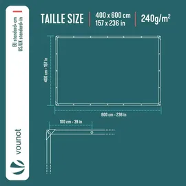 VOUNOT Abdeckplane 4 x 6 m Grau