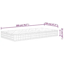 vidaXL Taschenfederkernmatratze Mittelfest 120 x 200 cm H3