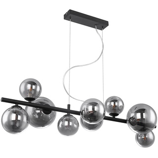 GLOBO Pendelleuchte Kugel Glas Hängelampe Esstisch schwarz Wohnzimmerlampe hängend Modern, Rauchglas, 9x LED 3,5W 350lm warmweiß, LxH 86x120 cm