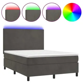 vidaXL Boxspringbett 140 x 190 cm Dunkelgrau