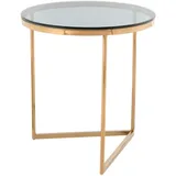 Kayoom Beistelltisch Grau, Roségold Metall, Glas, rund, 50x55x50 cm