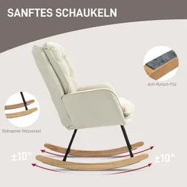 Homcom Schaukelstuhl Schwingsessel Armlehnsessel, Stillsessel mit Chenilleoptik, Schaukelsessel bis 120 kg Belastbarkeit für Schlafzimmer, Wohnzimmer, Beige Kunststoff, 71x97x98.5 cm, Sessel, Schaukelstühle