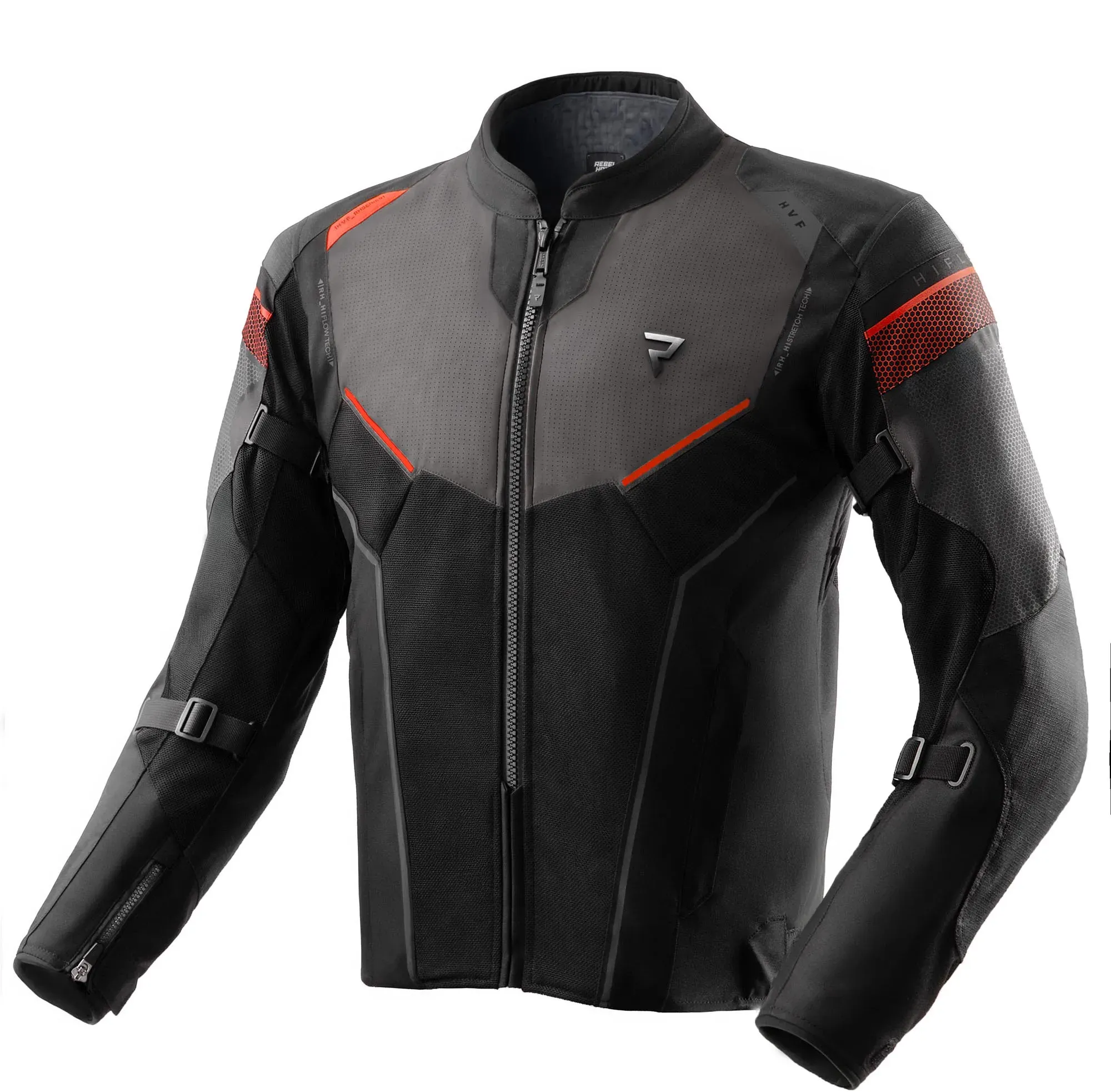Rebelhorn Hiflow 5 wasserdichte Motorrad Textiljacke, schwarz-grau-rot, Größe 3XL für Männer