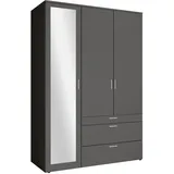 Die Möbelfundgrube Livetastic Drehtürenschrank, graphit mit Spiegel - 135 cm - 3-türig - VESALA