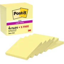 Post-it Post-it® Super Sticky Notes Haftnotizen extrastark gelb, 4 Blöcke + GRATIS 2 Blöcke