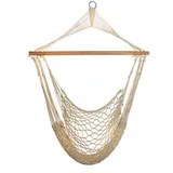 Svita Hängesessel in Netz-Optik mit Stange Baumwollseil Naturmaterial