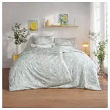 Estella Bettwäsche Estella Mako-Satin Bettwäsche 200x220 Celeste grün Blumenwiese Sommer, Mako-Satin, 3 teilig grün