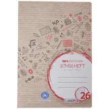 Landré LANDRÉ® Schulheft Recycling Lineatur 26 kariert DIN A4 Außenrand, 16 Blatt, 1 St.