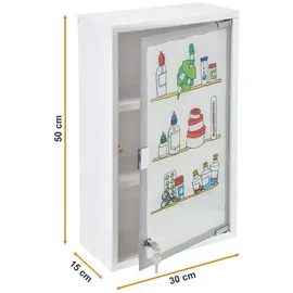 Spetebo XXL Medizinschrank 50 x 30 cm mit Milchglas Tür - bunt - Arzneischrank Erste Hilfe Hausapotheke