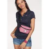 KangaROOS Poloshirt, figurbetonter Schnitt, bedrucktes Punkte-Motiv, Hemdblusenkragen KangaROOS marine-weiß-gepunktet