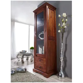Massivmoebel24 Vitrine Akazie 65 x 44 x 191 cm Braun