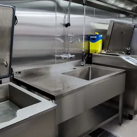 MONSTER SHOP Gastrospüle 1 Becken rechts Edelstahl Handbetätigung 1000 x 500 mm