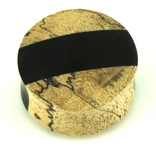 Chic-Net Tribal Holz Plug hell schwarz Streifen Holzplug handgeschnitzt Tunnel Expander 20 mm