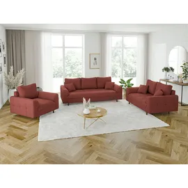 s-style möbel Sessel Zara Cord 70 x 70 x 70 cm Rot mit Kissen